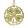 Vintage 1920 s Art Deco four leaf clover luck charm set with real demantoid and diamonds